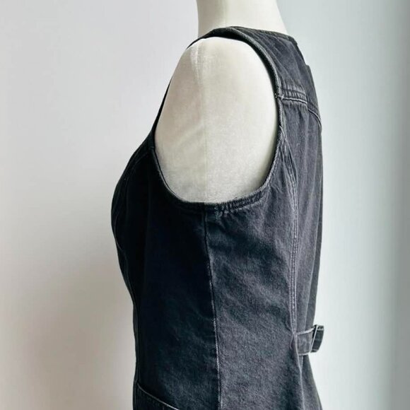 Levi’s Washed Black Denim Button-Front Short Dress with Pockets – US M - Picture 6 of 12